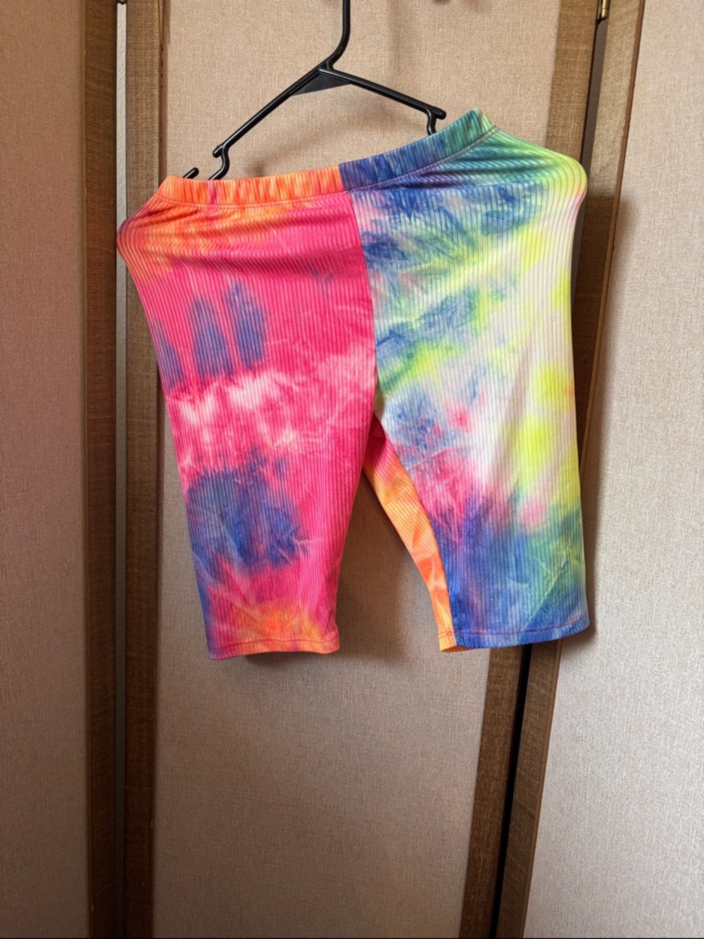 Junior Love J Tie-Dye Ribbed Bike Shorts - Pink, Blue, Yellow, Green medium